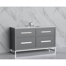 Madeli B465-60C-001-LC-TG-HP-BN - Madeli Profile 60C'' Free standing Vanity Cabinet in Studio Grey/HW: Handle & Feet B