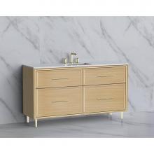 Madeli B465-60C-001-LR-NO-HR-MB - Madeli Profile 60C'' Free standing Vanity Cabinet in Natural Oak/HW: Handle & Feet M