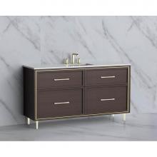 Madeli B465-60C-001-LR-WA-HR-BN - Madeli Profile 60C'' Free standing Vanity Cabinet in Walnut/HW: Handle & Feet Brushe