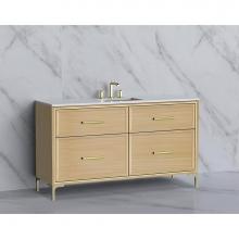 Madeli B465-60C-001-LY-NO-HY-BN - Madeli Profile 60C'' Free standing Vanity Cabinet in Natural Oak/HW: Handle & Feet B