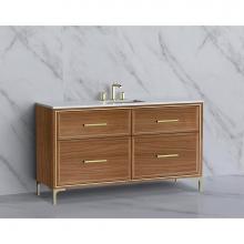 Madeli B465-60C-001-LY-NW-HY-MB - Madeli Profile 60C'' Free standing Vanity Cabinet in Natural Walnut/HW: Handle & Fee