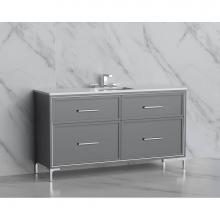 Madeli B465-60C-001-LY-TG-HY-PN - Madeli Profile 60C'' Free standing Vanity Cabinet in Studio Grey/HW: Handles/Feet in Pol