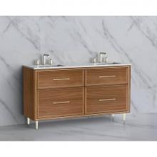 Madeli B465-60D-001-LR-NW-HR-MB - Madeli Profile 60D'' Free standing Vanity Cabinet in Natural Walnut/HW: Handle & Fee