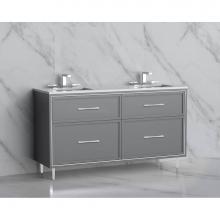 Madeli B465-60D-001-LR-TG-HR-MB - Madeli Profile 60D'' Free standing Vanity Cabinet in Studio Grey/HW: Handles/Feet in Mat