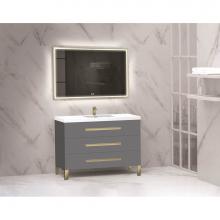 Madeli B830-48C-001-LL-TG-SB - Madeli Icon 48C'' Free standing Vanity Cabinet in Studio Grey/HW: Satin Brass(SB)