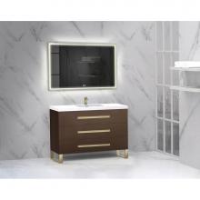Madeli B830-48C-001-LS-WA-SB - Madeli Icon 48C'' Free standing Vanity Cabinet in Walnut/HW: Satin Brass(SB)