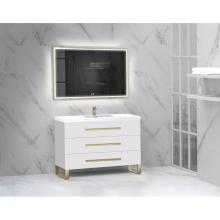 Madeli B830-48C-001-LS-WH-MB - Madeli Icon 48C'' Free standing Vanity Cabinet in White/HW: Matte Black(MB)