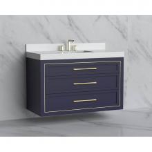 Madeli B855-48C-002-SA-HR-MB - Madeli Renaissance 48C'' Wall hung Vanity Cabinet in Sapphire/HW: Handles Matte Black(MB