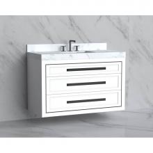 Madeli B855-48C-002-WH-HP-MB - Madeli Renaissance 48C'' Wall hung Vanity Cabinet in White/HW: Handles Matte Black(MB)
