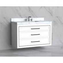 Madeli B855-48C-002-WH-HY-MB - Madeli Renaissance 48C'' Wall hung Vanity Cabinet in White/HW: Handles Matte Black(MB)