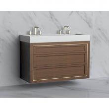 Madeli B855-48D-002-BR-NP-SB - Madeli Renaissance 48D'' Wall hung Vanity Cabinet in Brandy - No Handles - Inlay in Sati