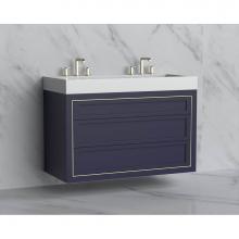 Madeli B855-48D-002-SA-NP-SB - Madeli Renaissance 48D'' Wall hung Vanity Cabinet in Sapphire - No Handles - Inlay in Sa