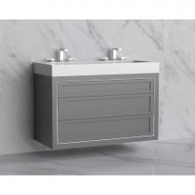 Madeli B855-48D-002-TG-NP-PC - Madeli Renaissance 48D'' Wall hung Vanity Cabinet in Studio Grey - No Handles - Inlay in