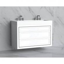 Madeli B855-48D-002-WH-NP-BN - Madeli Renaissance 48D'' Wall hung Vanity Cabinet in White - No Handles - Inlay in Brush