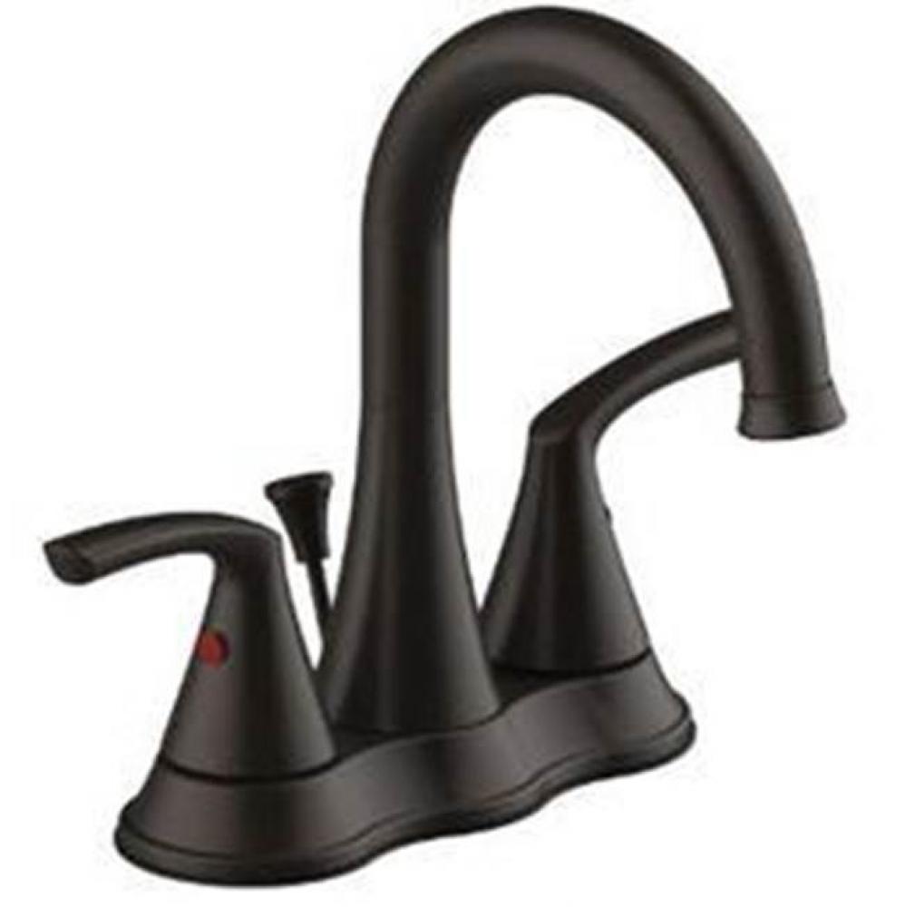 2 Handle Oil Rubbed Bronze High Arc 4'' Lav Fct, Metal Lever Handles, Ceramic Cartridge,