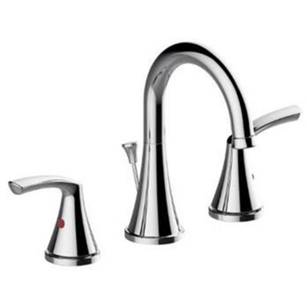 2 Handle Cp 8'' Widespread High Arc Lav Faucet, Metal Lever Handles, Ceramic Cartridge,