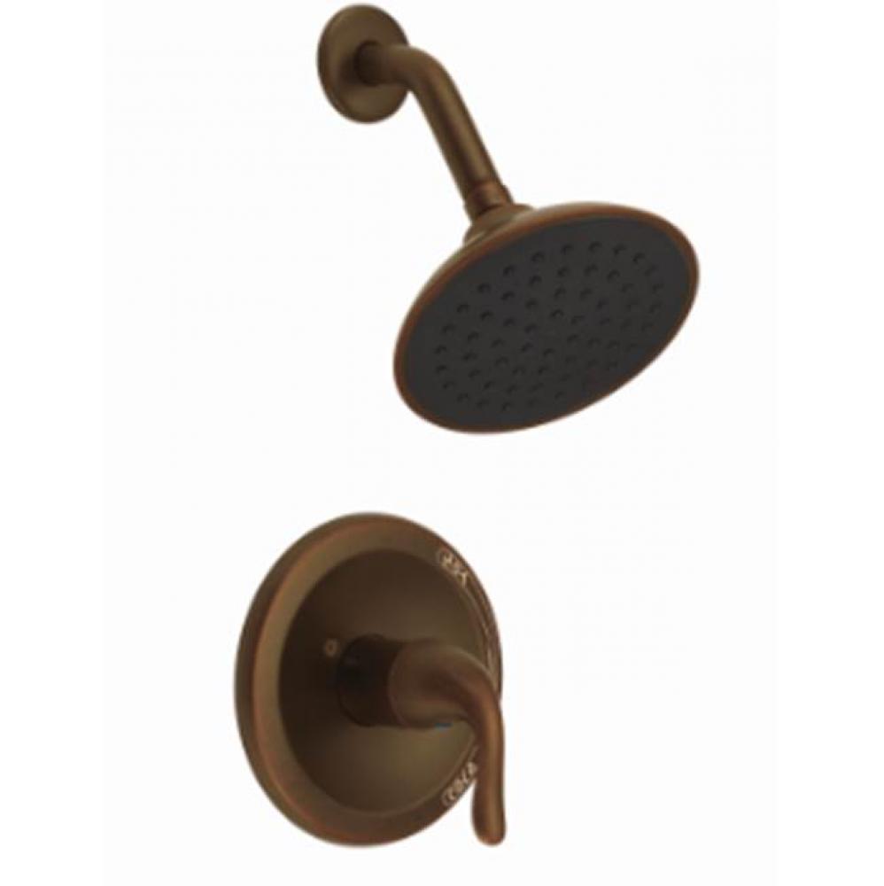 Pressure Balanced Shr Valve, L/Stops, Oil Rubbed Bronze Trim, 6'' Showerhead, Metal Leve