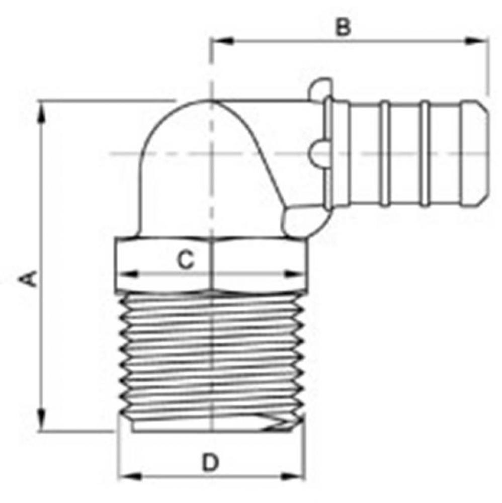 1/2 PEX X 3/8'' MALE IP ELBOW POLY PEX