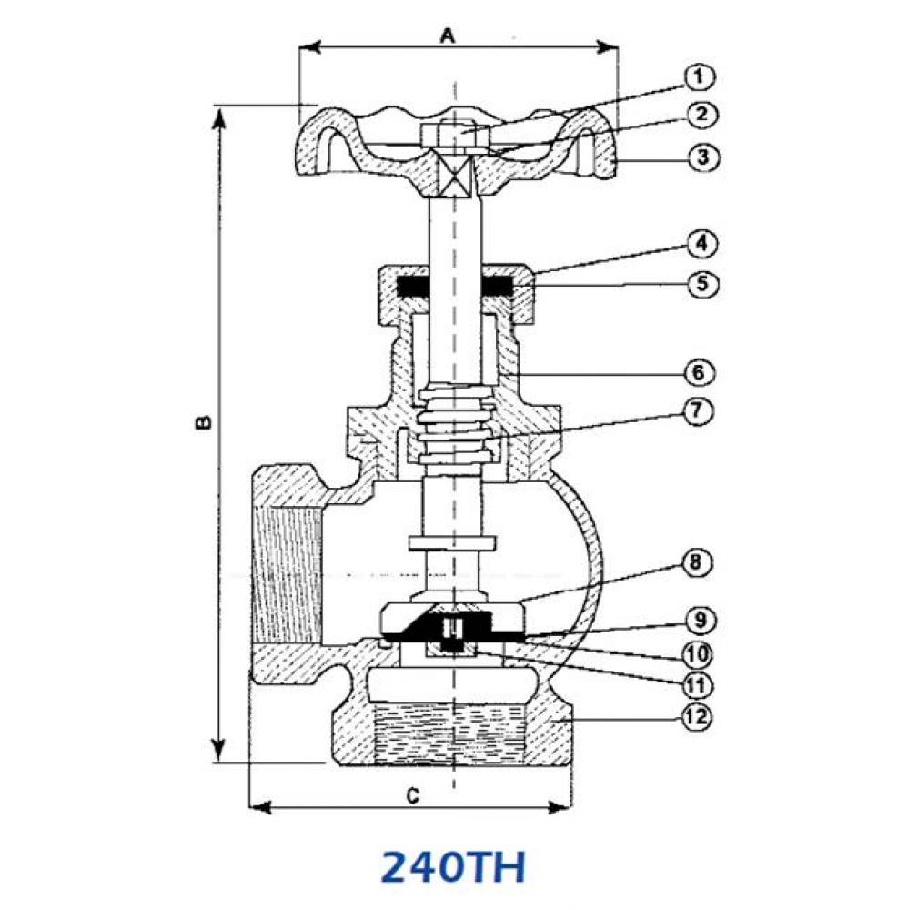 2'' ANGLE VALVE BRASS WITH BRONZE HANDWHEEL NOT FOR POTABLE WATER