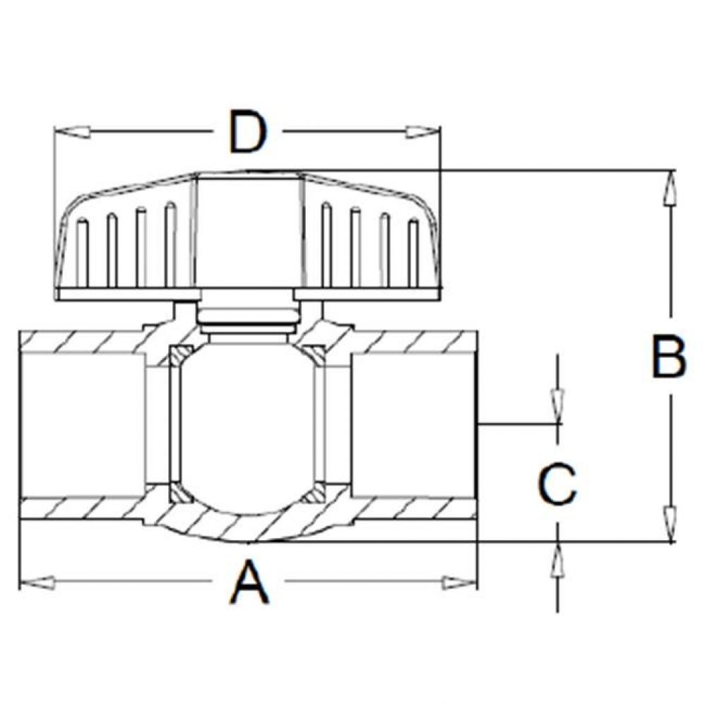 1/2'' BALL VALVE-PVC-SLIP