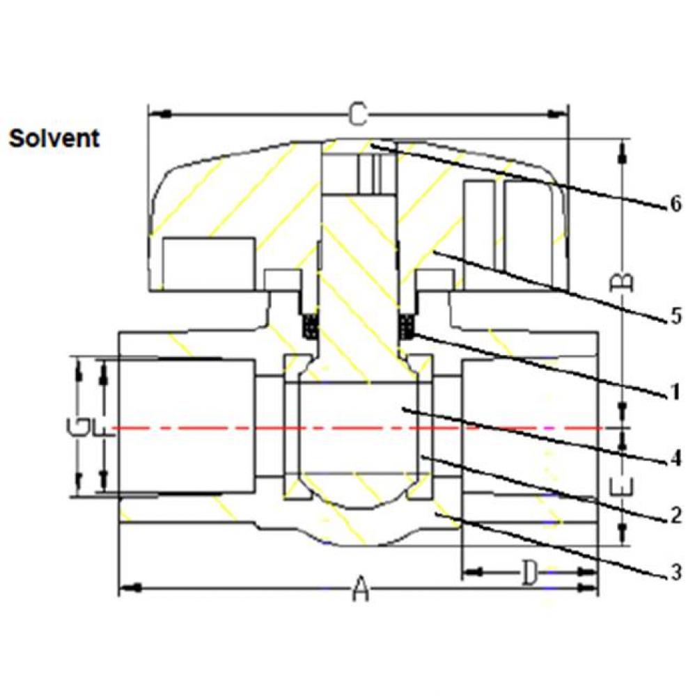 1/2'' PVC BALL VALVE-SLIP ECONOMY