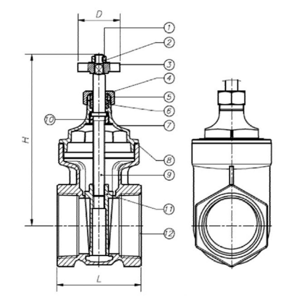 1'' GATE VALVE IPS X-HANDLE NOT FOR POTABLE WATER