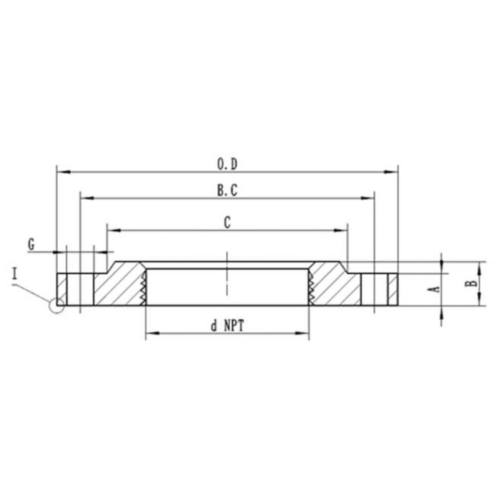 6'' X 2-1/2'' Black C.I.Reducing Flange (2-1/2'' X 11'')