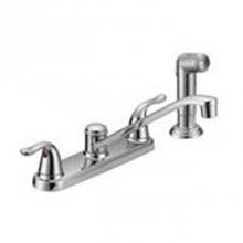 Matco Norca BL-240C - 2 Handle Cp Kitchen Faucet W/Spray Metal Lever Handle, D Style Spout Ceramic Cartridge, 4 Hole Ins