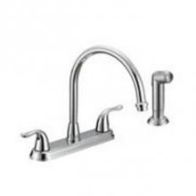 Matco Norca BL-260C - 2 Handle Cp Kitchen Faucet W/Spray Metal Lever Handle,Gooseneck Spout Ceramic Cartridge