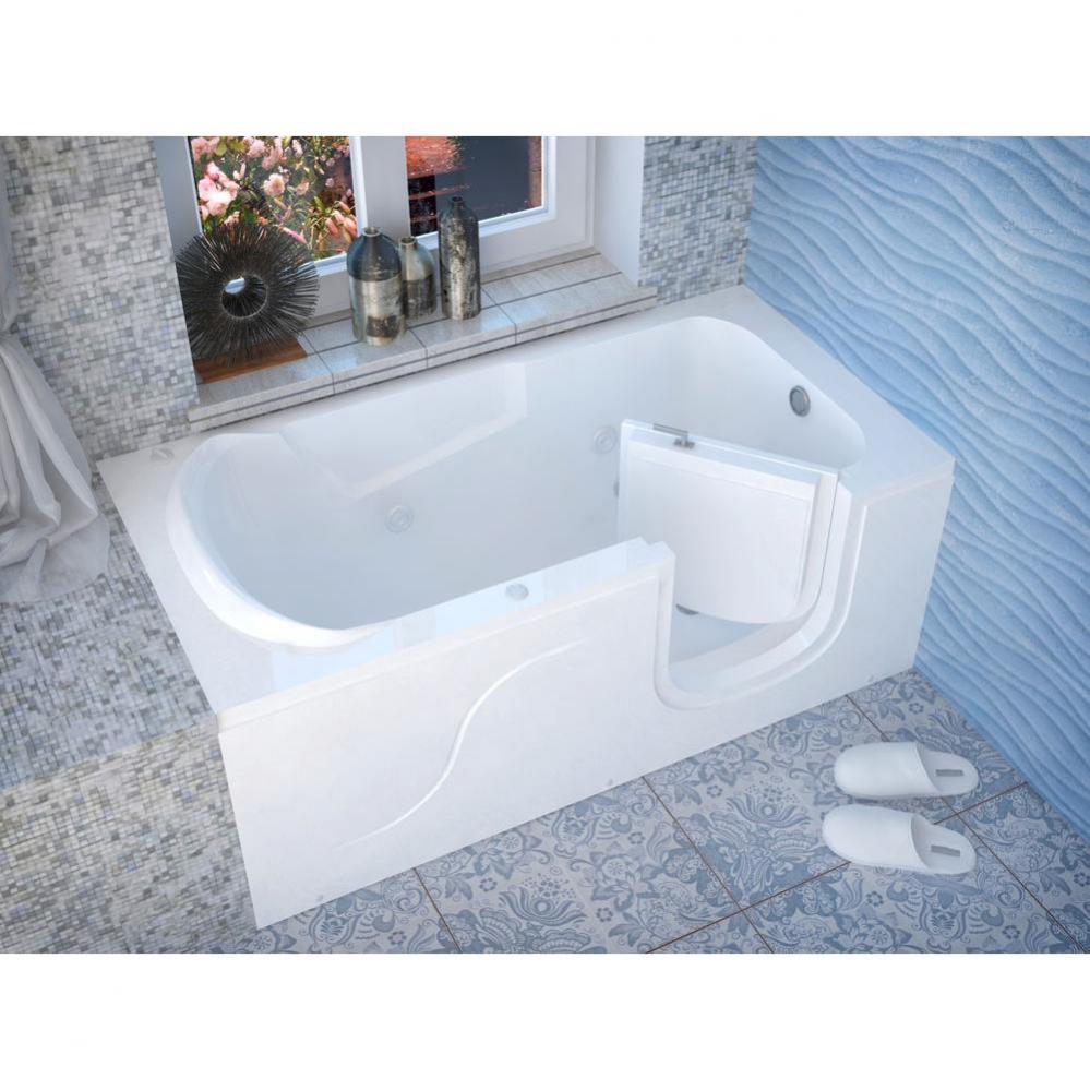 MediTub Step-In 30 x 60 Right Drain White Whirlpool Jetted Step-In Bathtub