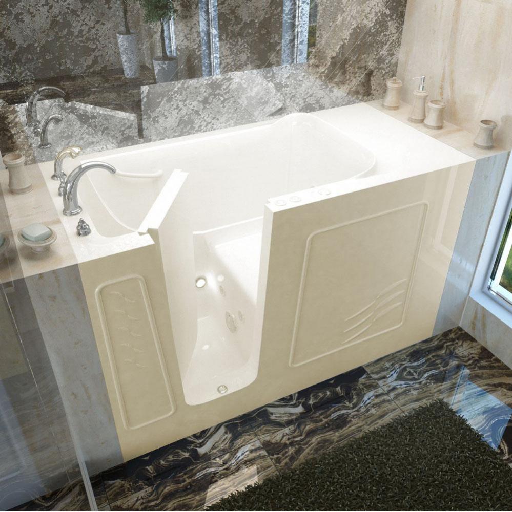 MediTub Walk-In 30 x 60 Left Drain Biscuit Whirlpool Jetted Walk-In Bathtub