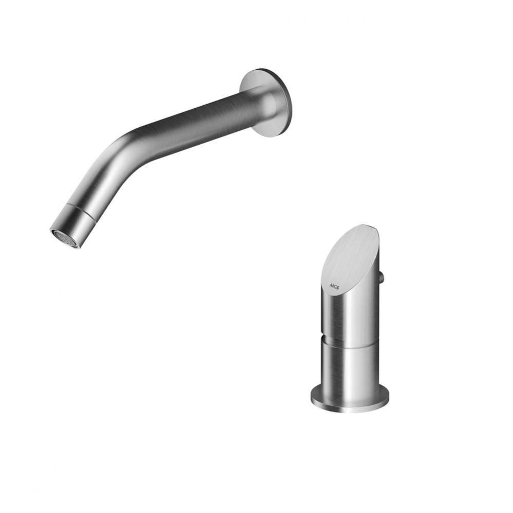 2 hole mixer - wall mounted spout - no waste - Polished