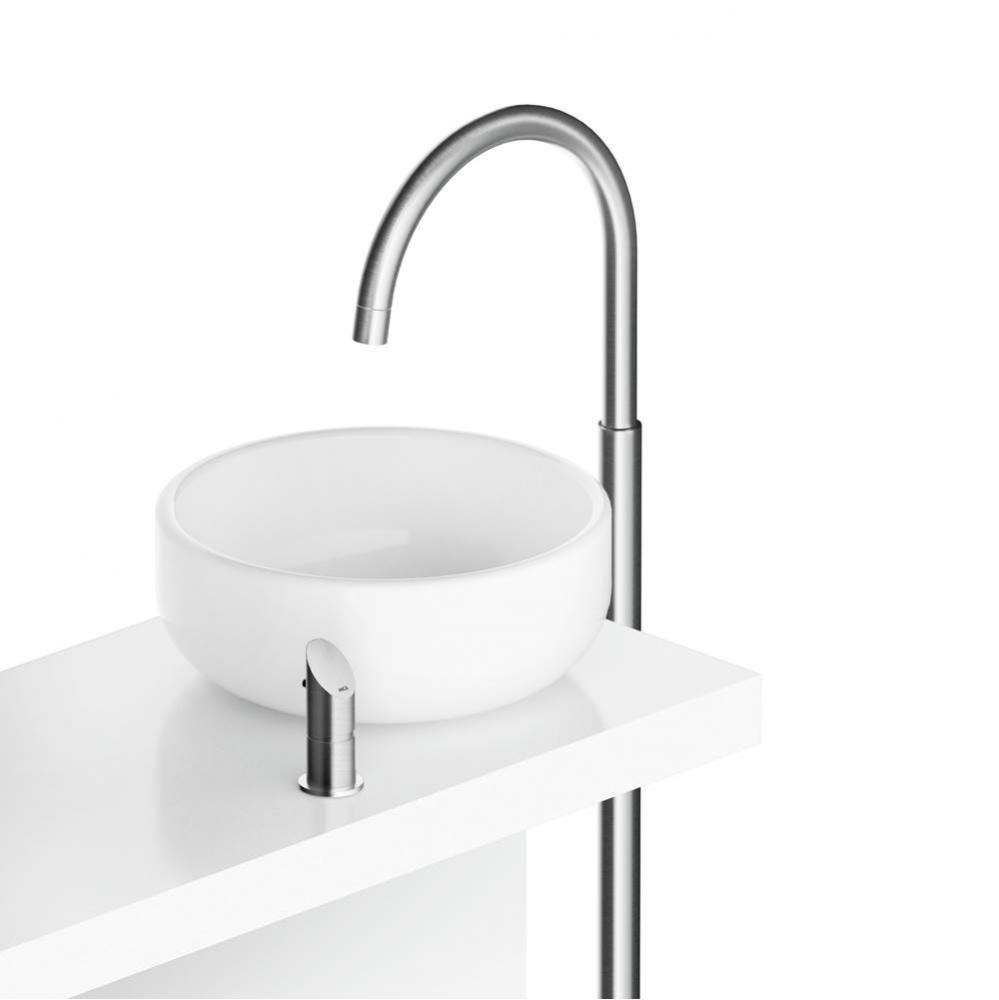 Floor mounted basin column R spout with single lever mixer - no waste - Polished