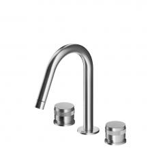 MGS ER284-M - 3 hole mixer 1/2'' valves - spout R70 - no waste - Matte - Knurled handles