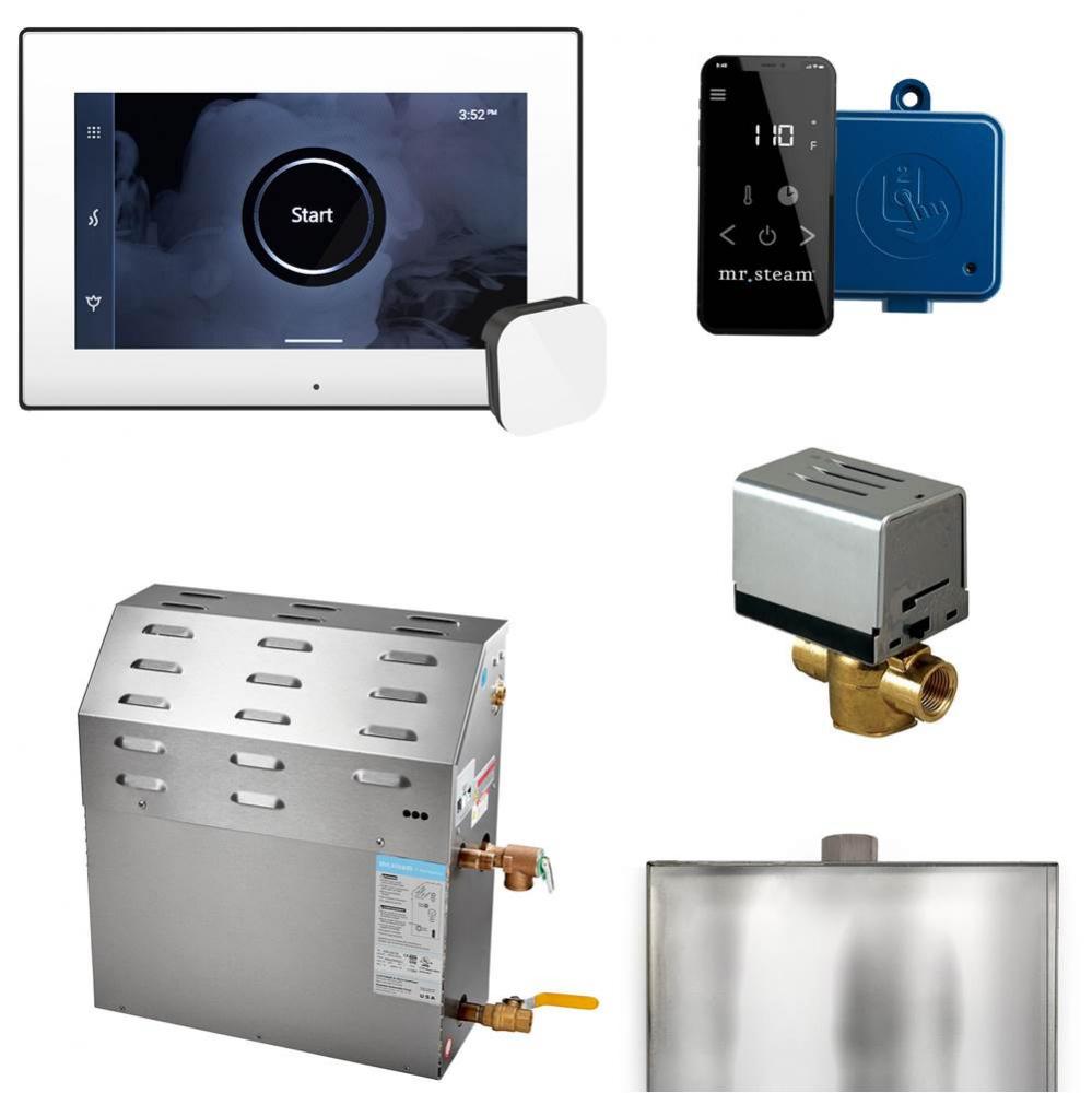 Super (XButler) 15 kW (15000 W) Steam Shower Generator Package with iSteamX Control in White Matte