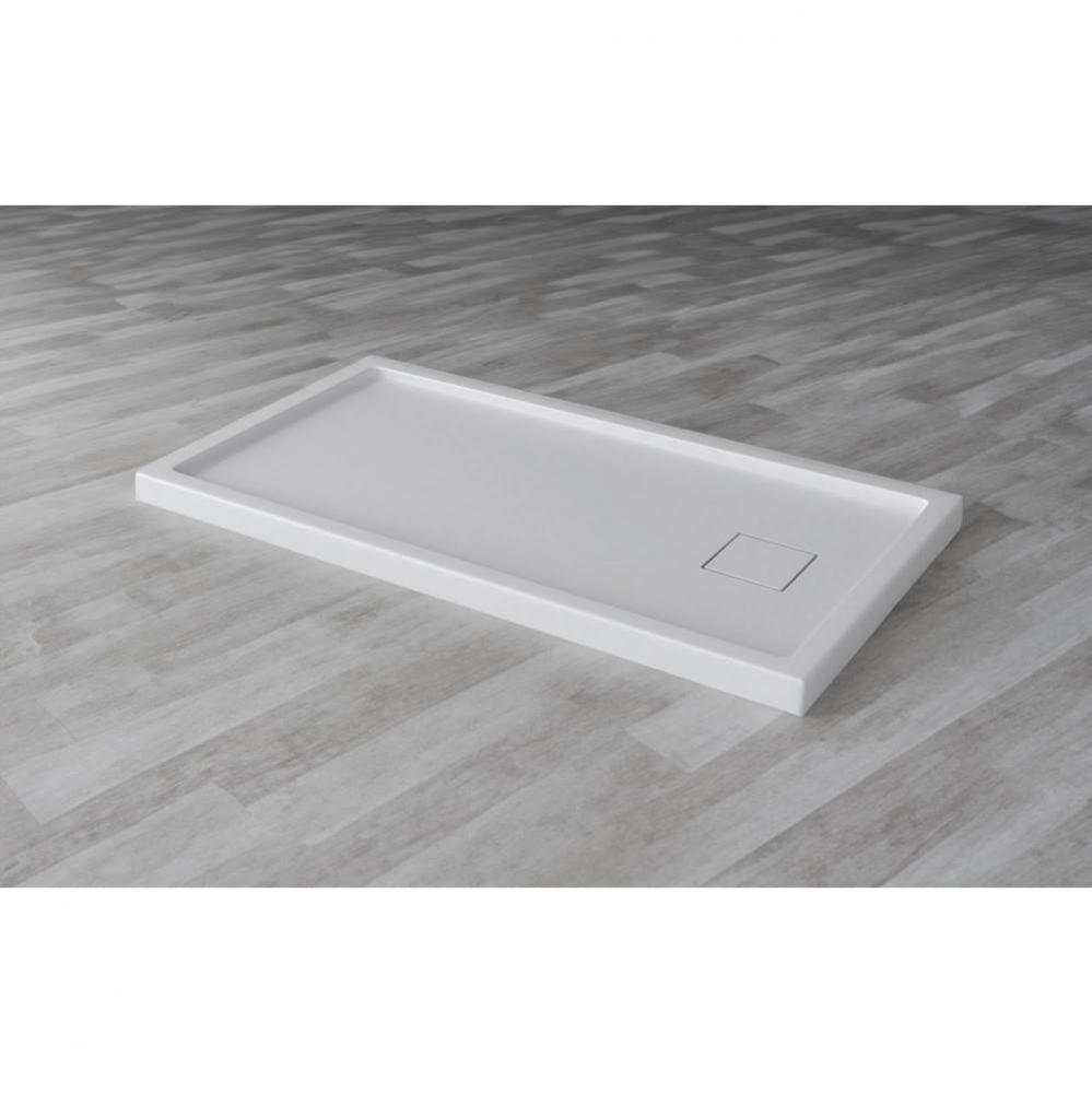 Corner Shower Base,  Square cover drain , 48 x 32, Glossy White