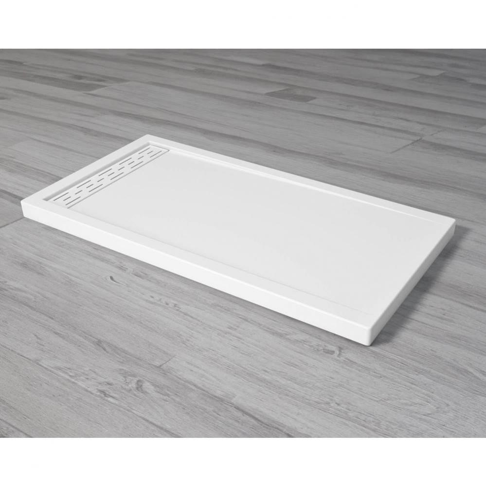 Alcove Shower Base,  Linear drain cover  , 60 x 32, Glossy White