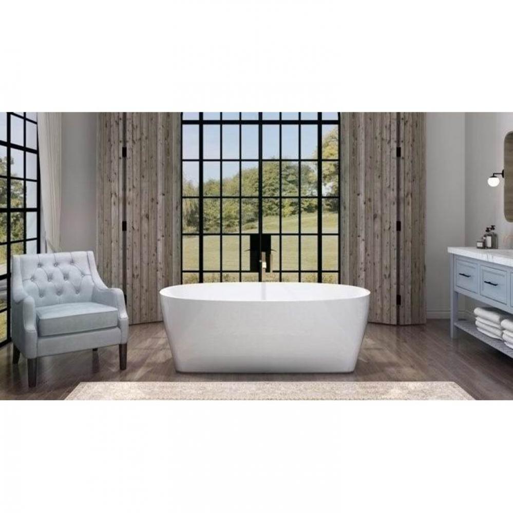 Chilko 64 x 36, Freestanding Soaking Bathtub, Glossy White