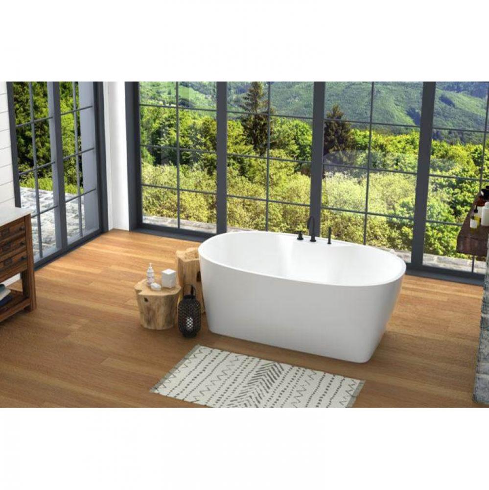 Chilko 57 x 34, Freestanding Soaking Bathtub, Glossy White