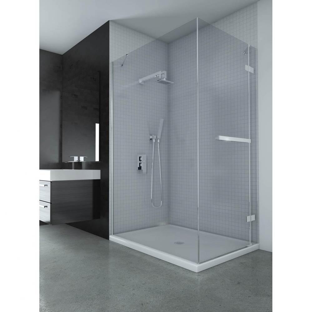 California Pivoted 36 x 48,  Shower Doors, Matte Black, 8mm Clear treated glass