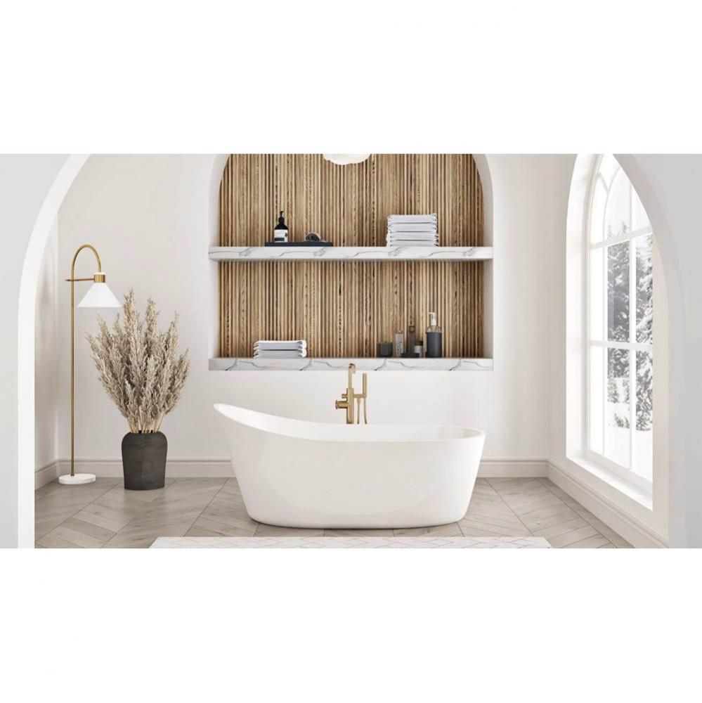 Romy Freestanding 67 x 34, Soaking Bathtub, Glossy White