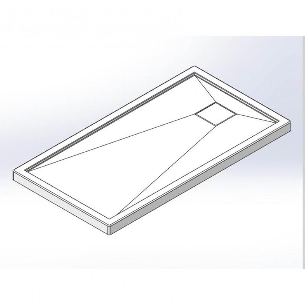 Base 48x32 square LH drain, T. flange E, white