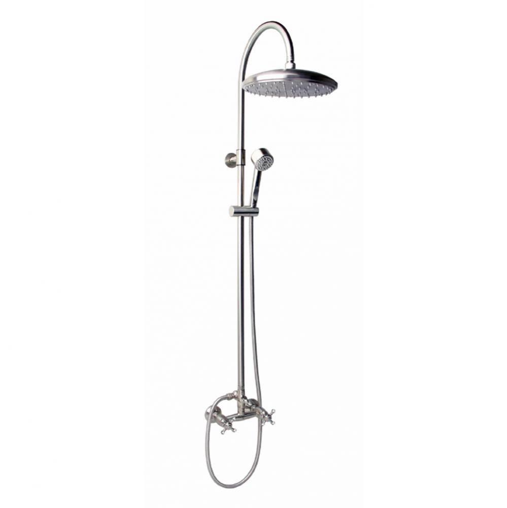 Wall Mount Hot & Cold Shower - ''Collana'' Cross Handle Valve, 12'&ap