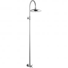 Outdoor Shower CAP-111HBS-8 - Wall Mount Single Supply Shower - ''Collana'' Cross Handle Valve, 8'&apos