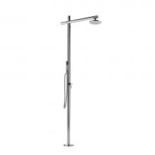 Outdoor Shower FTA-D50-HCHS - ''Onda'' Free Standing Hot & Cold Shower Unit - Hand Spray - 8''