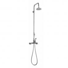 Outdoor Shower WMHC-445-DLX-SS - Wall Mount Hot & Cold Shower - ADA Lever Handle Valve, 6'' Shower Head, Hand Spray &