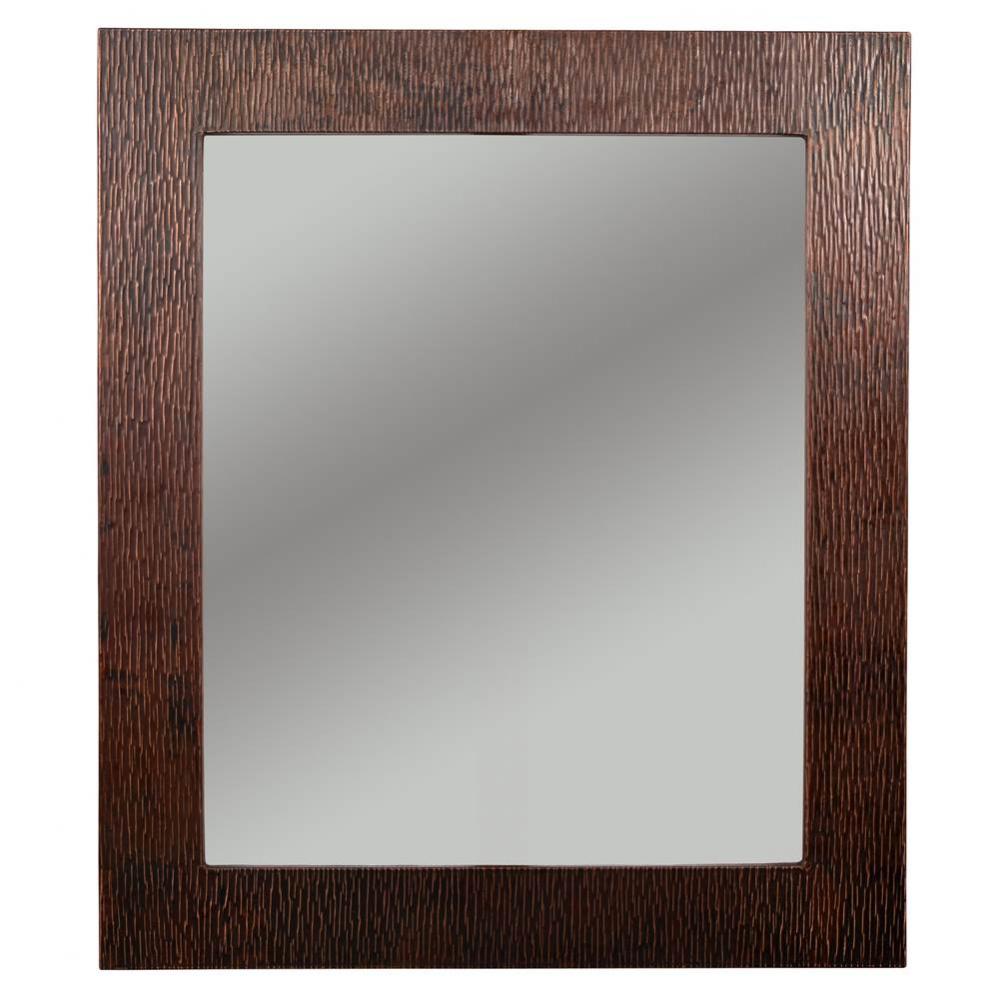 36'' Hand Hammered Rectangle Copper Mirror with Tree Design