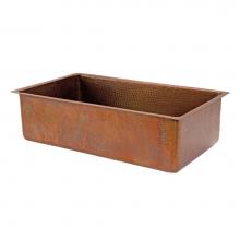 Premier Copper Products KSB33199 - 33'' Antique Hammered Copper Kitchen Single Basin Sink