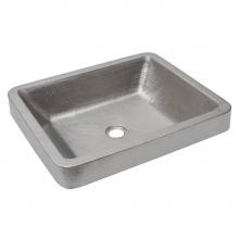 Premier Copper Products VREC19SKEN - 19'' Rectangle Skirted Vessel Hammered Copper Sink in Nickel