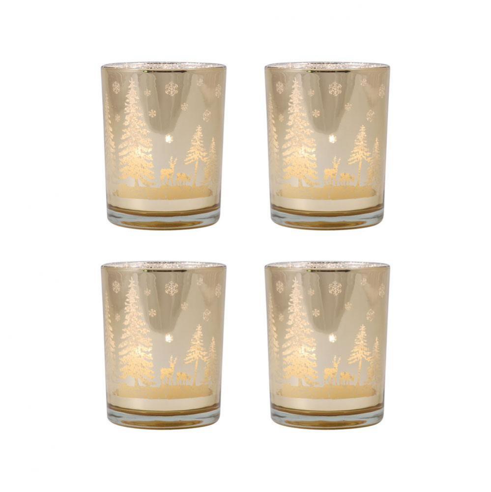 Winter Scene Set of 4 Pillar